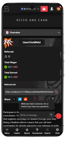 Realbet Refer and Earn