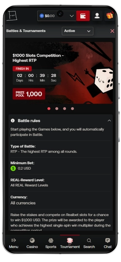 Realbet tournamnents